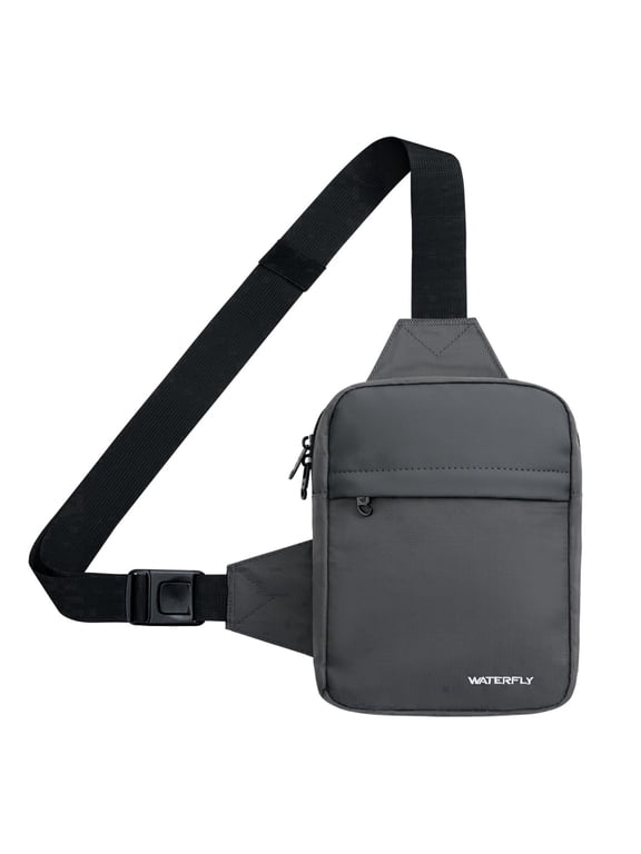 Unisex Small Dual Pocket Hiking Walking Nylon Cross-Body Shoulder Bag,Gray