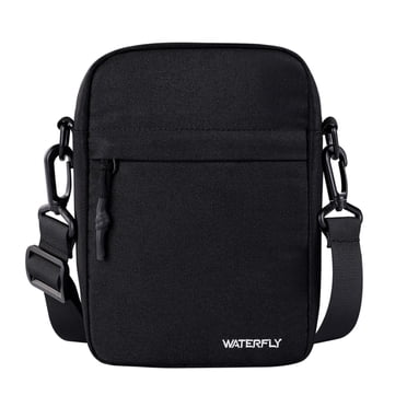 WATERFLY Unisex Small Hiking Travel Walking Nylon Cross-Body Shoulder Bag,Black
