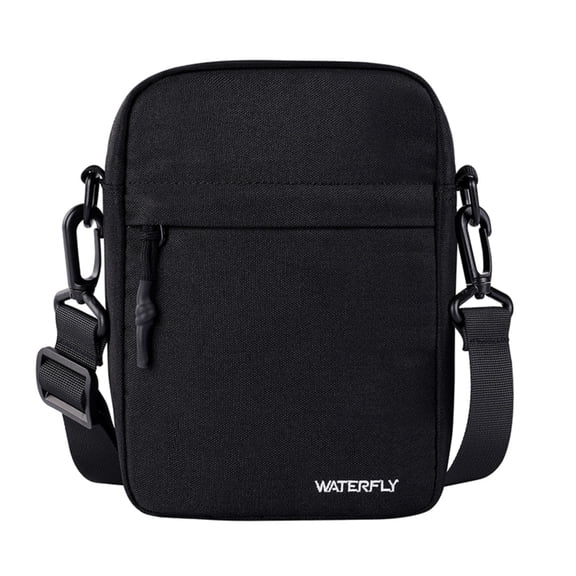 WATERFLY Unisex Small Hiking Travel Walking Nylon Cross-Body Shoulder Bag,Black