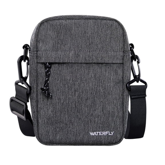 WATERFLY Unisex Small Hiking Travel Walking Nylon Cross-Body Shoulder Bag,Gray