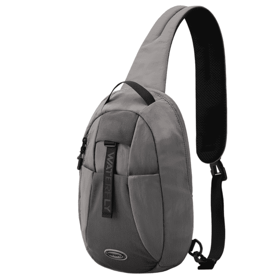 WATERFLY Unisex RFID Blocking Anti Theft Travel Sling Cross-Body Shoulder Chest Bag,Gray