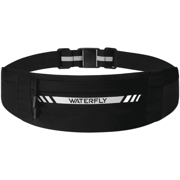WATERFLY Unisex Adjustable Marathon Jogging Fitness Nylon Running Waist Belt,Black