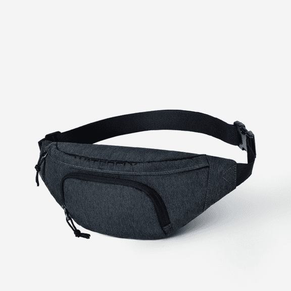 WATERFLY Unisex Fashion Slim Running Hiking Nylon Fanny Pack Waist Bag,Black Gray