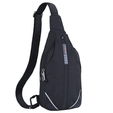 WATERFLY Anti-Theft Sling Crossbody Bag Sling Bag Travel Hiking Men Women-Black