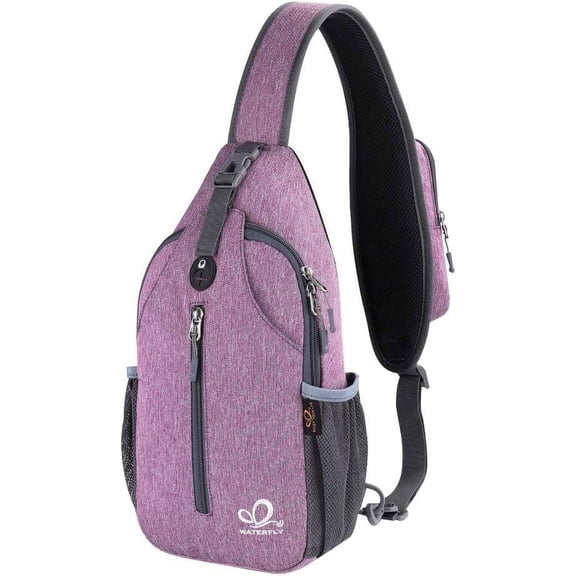 WATERFLY Unisex Hiking Travel Nylon Sling Bag Cross-Body Shoulder Chest Bag,Purple
