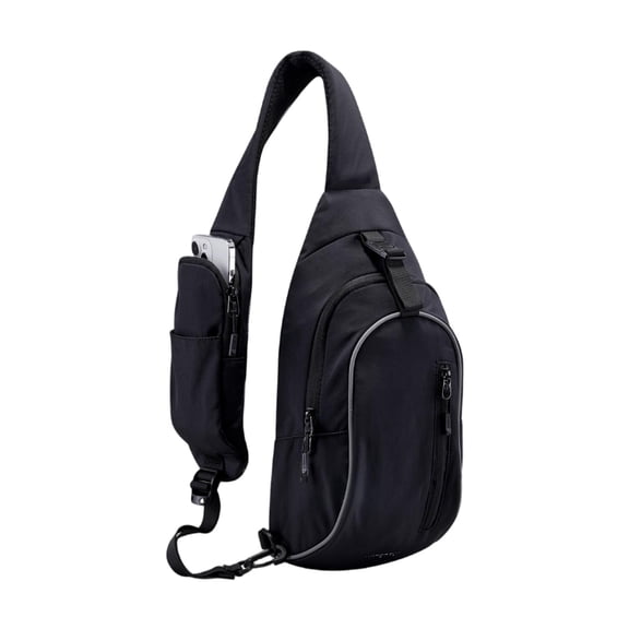 WATERFLY Unisex Lightweight Travel Hiking Nylon Cross-Body Shoulder Chest Bag,Black
