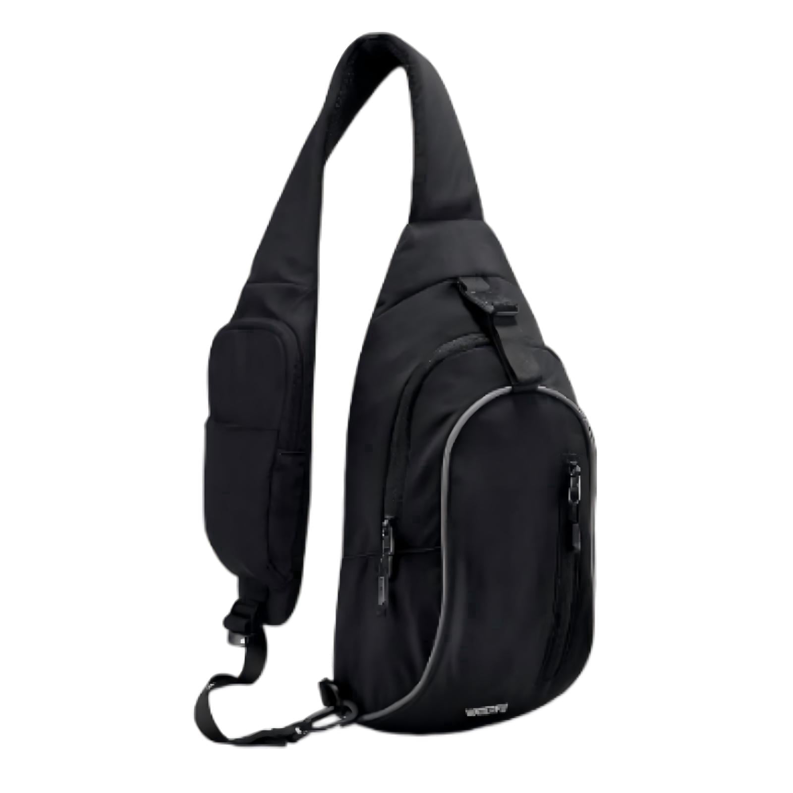 WATERFLY Unisex Lightweight Travel Hiking Nylon Cross-Body Shoulder Chest Bag,Black