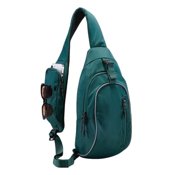 WATERFLY Unisex Lightweight Travel Hiking Nylon Cross-Body Shoulder Chest Bag,Green