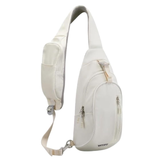 WATERFLY Unisex Lightweight Travel Hiking Nylon Cross-Body Shoulder Chest Bag,White