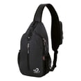 thumbnail image 1 of WATERFLY Unisex Hiking Travel Nylon Sling Bag Cross-Body Shoulder Chest Bag,Black, 1 of 10