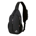 thumbnail image 1 of WATERFLY Unisex Hiking Travel Nylon Sling Bag Cross-Body Shoulder Chest Bag,Black, 1 of 10