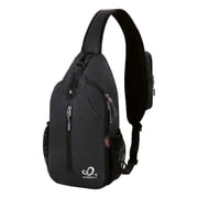 WATERFLY Unisex Hiking Travel Nylon Sling Bag Cross-Body Shoulder Chest Bag,Black