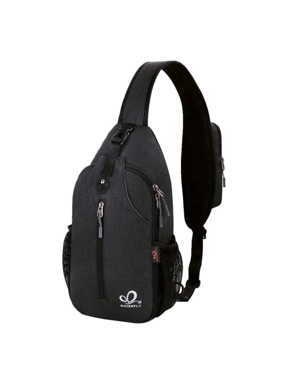 Unisex 6L Hiking Walking Nylon Sling Bag Cross-Body Shoulder Chest Bag,Black