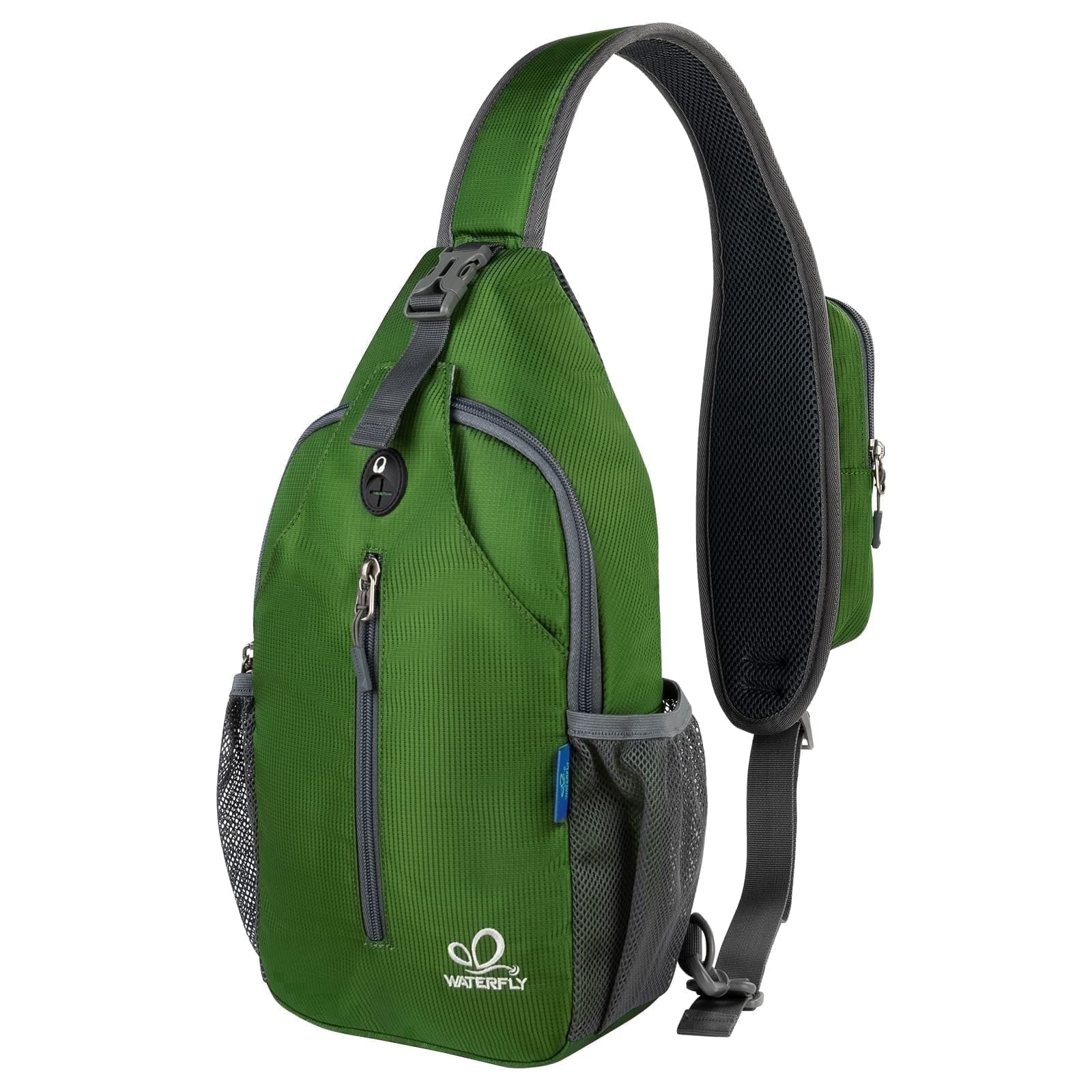 WATERFLY Unisex Hiking Travel Nylon Sling Bag Cross-Body Shoulder Chest Bag,Army Green