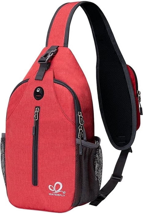 Unisex Hiking Travel Nylon Sling Bag Cross-Body Shoulder Chest Bag,Red