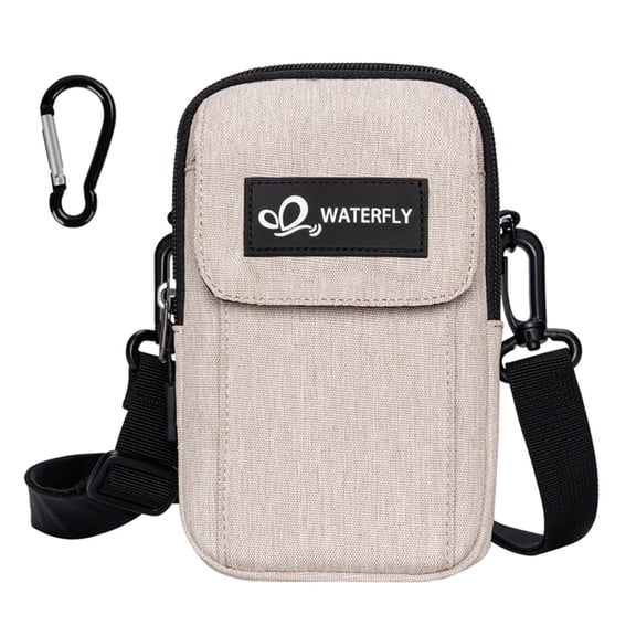 WATERFLY Unisex Small Lightweight Travel Hiking Nylon Cross-Body Shoulder Bag,Khaki