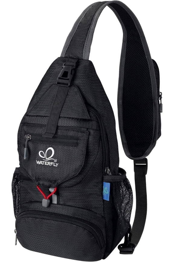 Unisex Small Packable Hiking Travel Sling Bag Cross-Body Shoulder Chest Bag,Black