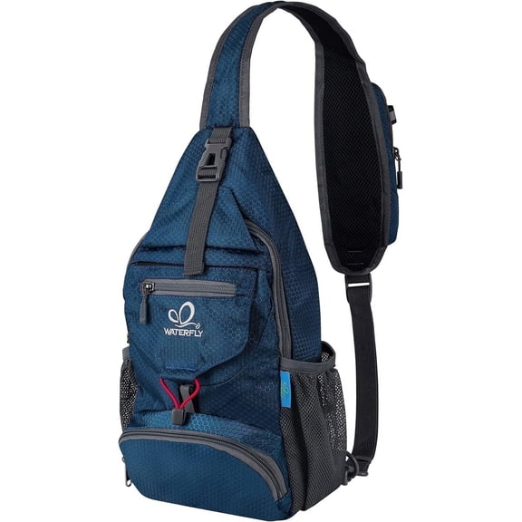 WATERFLY Unisex Small Packable Hiking Travel Sling Cross-Body Shoulder Chest Bag,Dark Blue