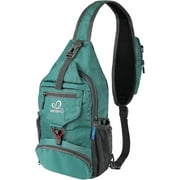 WATERFLY Small Packable Sling Crossbody Bag Sling Bag Daypack for Hiking Travel Men Women-Green