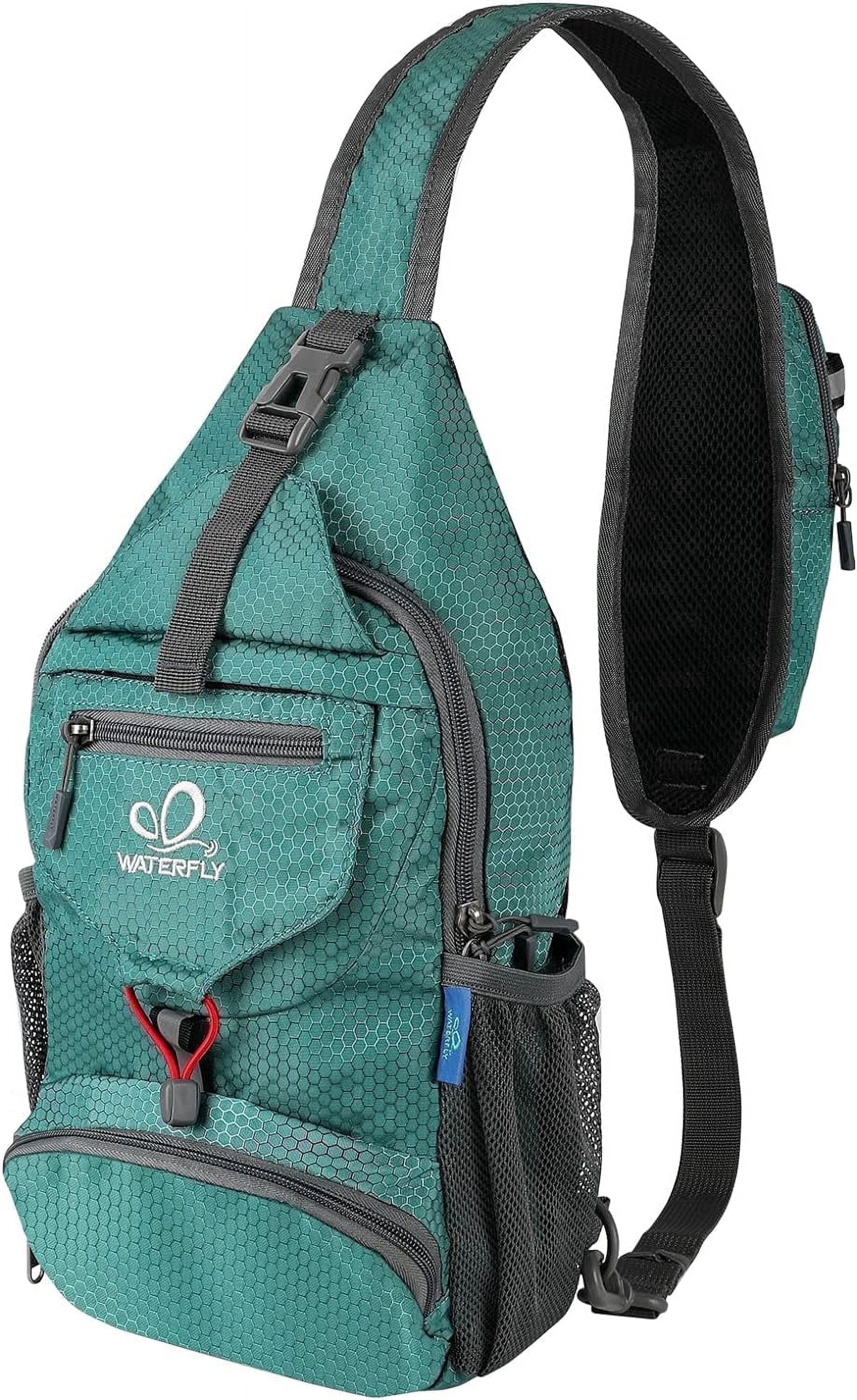 WATERFLY Unisex Small Packable Hiking Travel Sling Bag Cross-Body Shoulder Chest Bag,Green