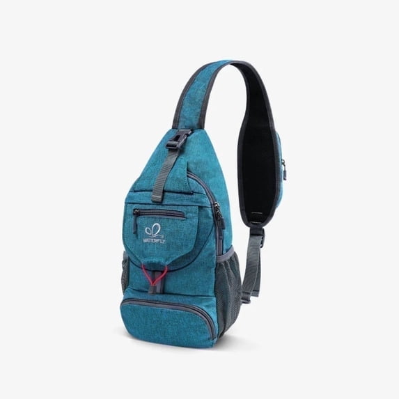 WATERFLY Unisex Small Packable Hiking Travel Sling Cross-Body Shoulder Chest Bag,Teal Blue