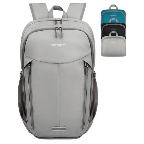 Waterfly Unisex 25L Small Lightweight Foldable Packable Hiking Walking Nylon Breathable Backpacks Daypack,Gray