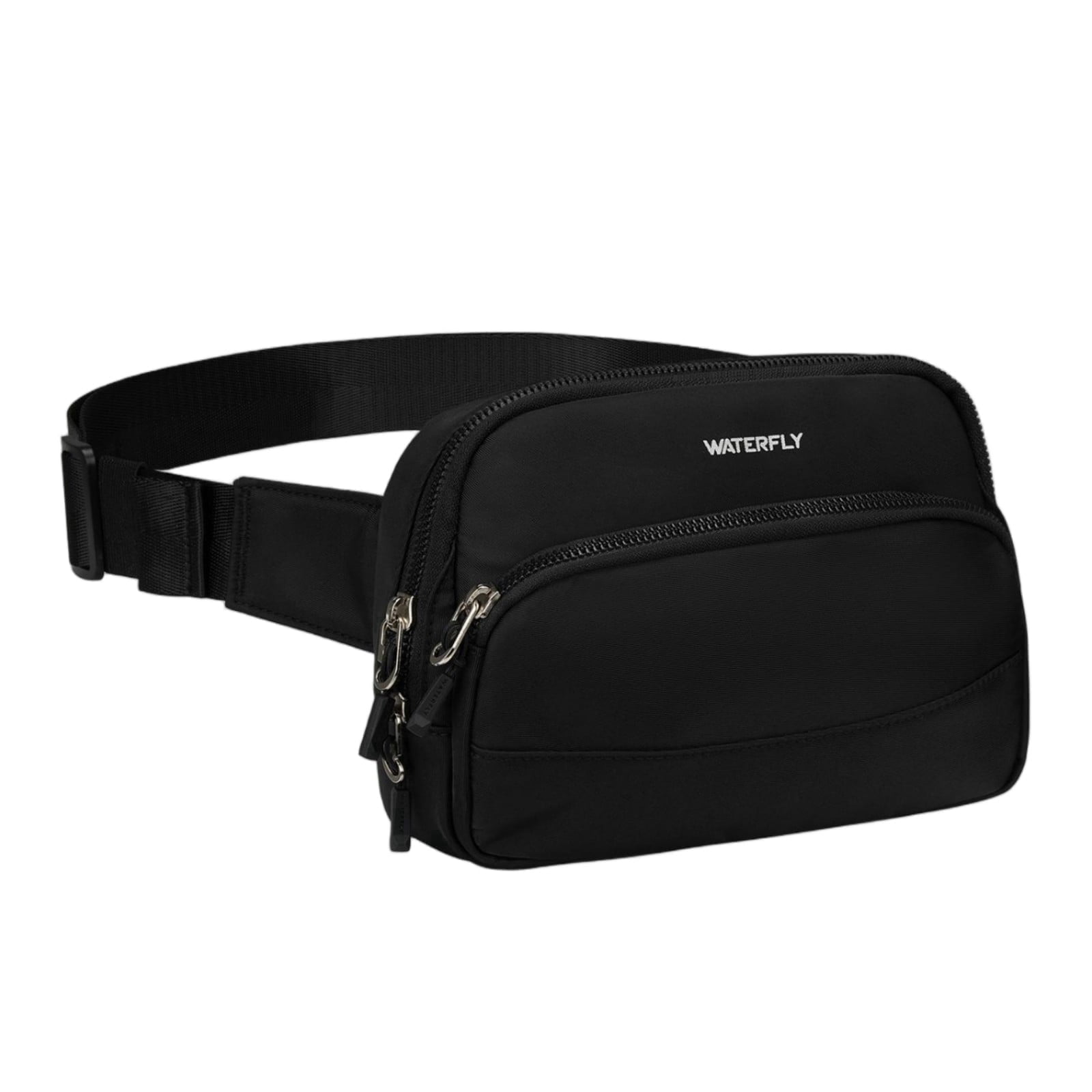 WATERFLY Unisex 2L Walking Hiking Travel Running Nylon Fanny Pack Waist Bag,Black
