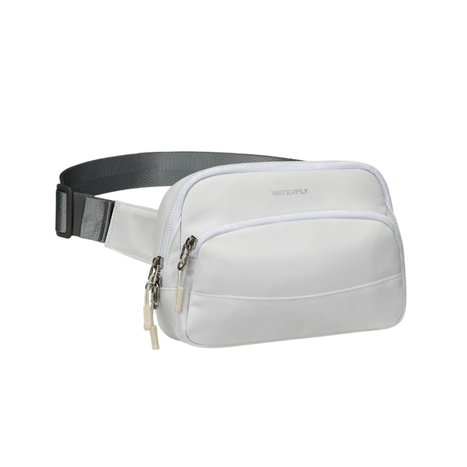 WATERFLY Unisex 2L Walking Hiking Travel Running Nylon Fanny Pack Waist Bag,White