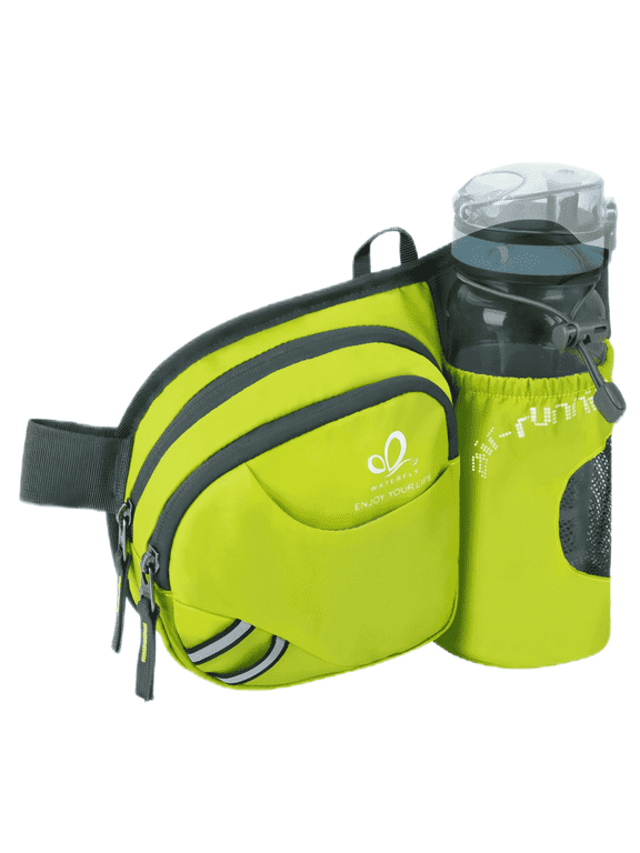 Unisex 3.5L Nylon Fanny Packs with a Water Bottle Holder Travelling Hiking Walking,Fluorescent Green