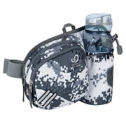 WATERFLY Unisex 3.5L Nylon Fanny Packs with a Water Bottle Holder Travelling Hiking Walking,Grey White Camouflage