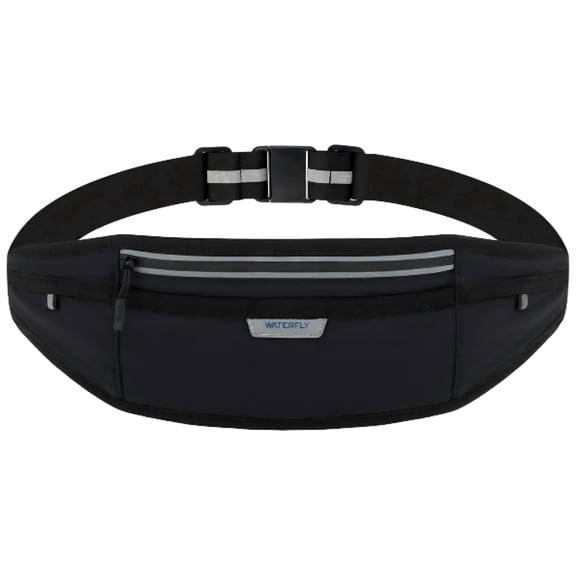 Waterfly Unisex Adjustable Breathable Reflective Sports Jogging Gym Nylon Running Waist Belt Band M,Black