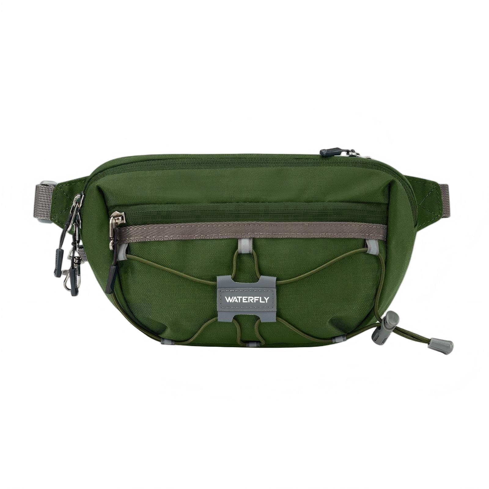 WATERFLY Unisex Anti Theft RFID Blocking Hiking Running Nylon Fanny Pack Waist Bag,Army Green