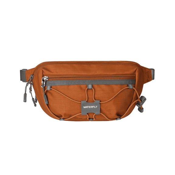 WATERFLY Unisex Anti Theft RFID Blocking Hiking Running Nylon Fanny Pack Waist Bag,Brown