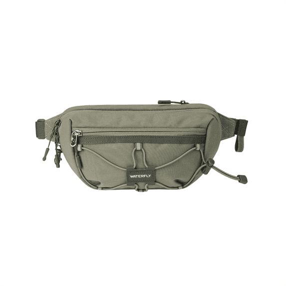 WATERFLY Unisex Anti Theft RFID Blocking Hiking Running Nylon Fanny Pack Waist Bag,Light Gray Green