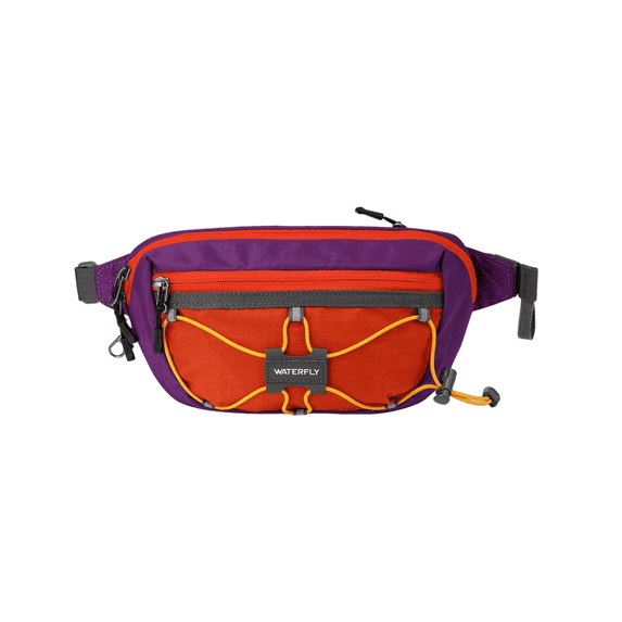 WATERFLY Unisex Anti Theft RFID Blocking Hiking Running Nylon Fanny Pack Waist Bag,Orange Purple