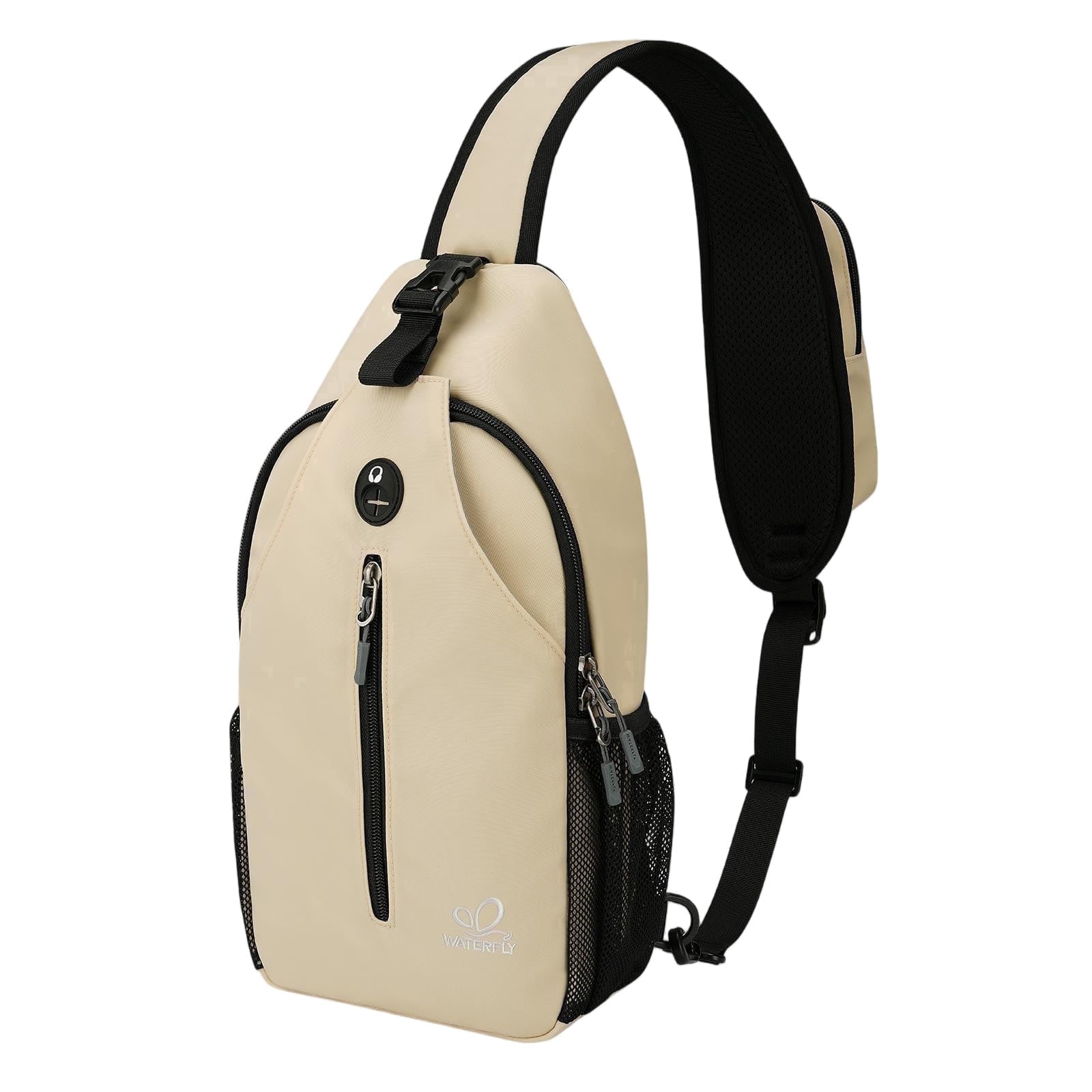 WATERFLY Unisex Hiking Travel Nylon Sling Bag Cross-Body Shoulder Chest Bag,Beige