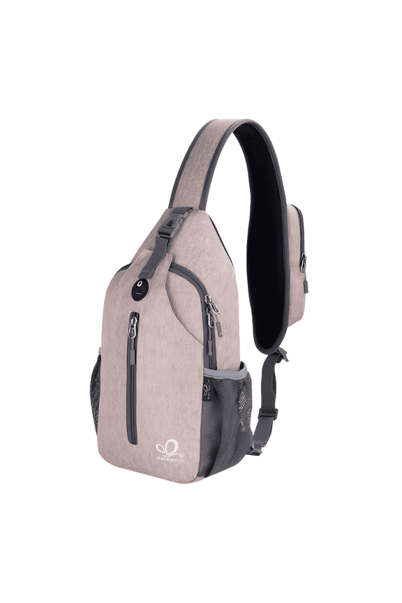 Unisex Hiking Travel Nylon Sling Bag Cross-Body Shoulder Chest Bag,Khaki