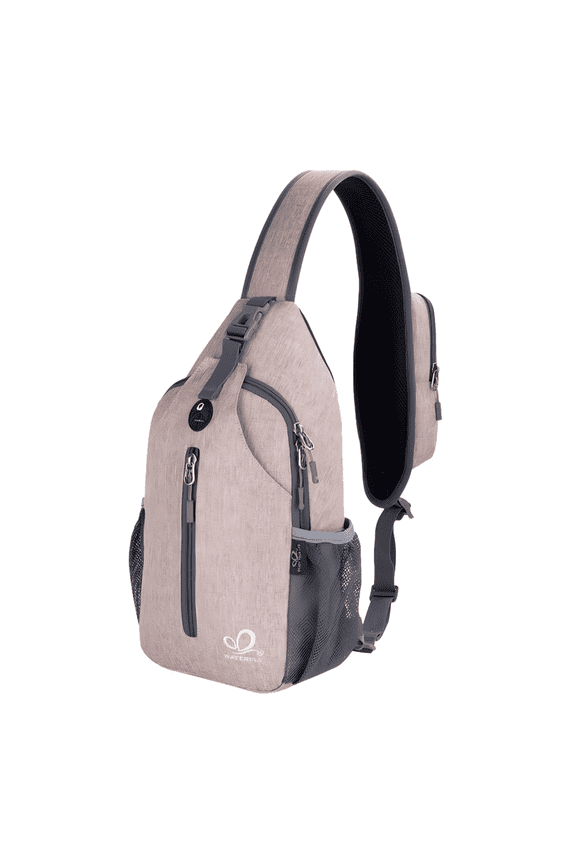 Unisex Hiking Travel Nylon Sling Bag Cross-Body Shoulder Chest Bag,Khaki