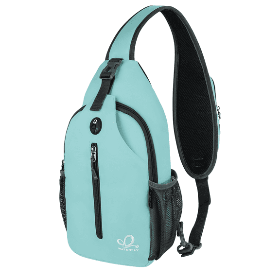 WATERFLY Unisex Hiking Travel Nylon Sling Bag Cross-Body Shoulder Chest Bag,Mint Green