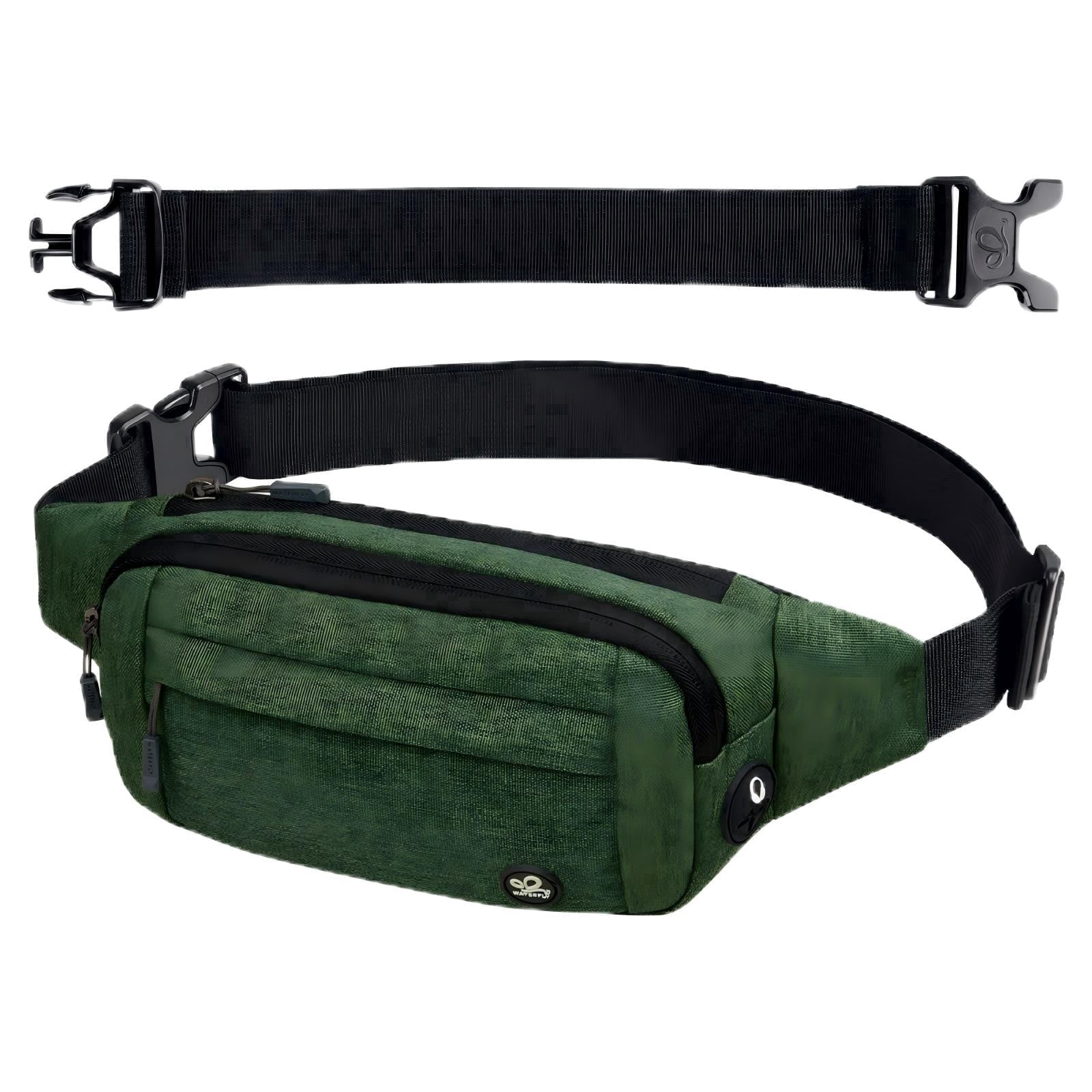 WATERFLY Unisex Lightweight Running Hiking Jogging Nylon Fanny Pack Waist Bag-Army Green