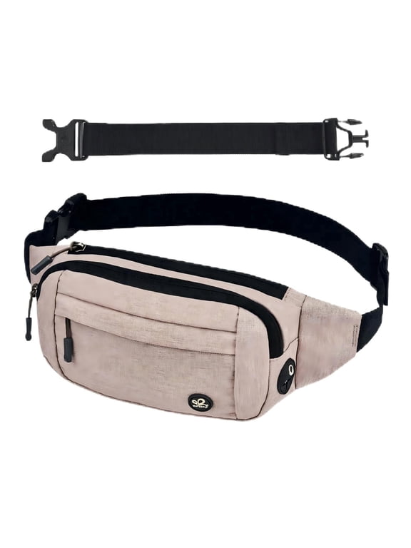 Unisex Lightweight Running Hiking Jogging Nylon Fanny Pack Waist Bag-Beige