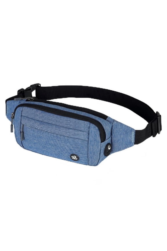 Unisex Lightweight Running Hiking Jogging Nylon Fanny Pack Waist Bag-Light Blue