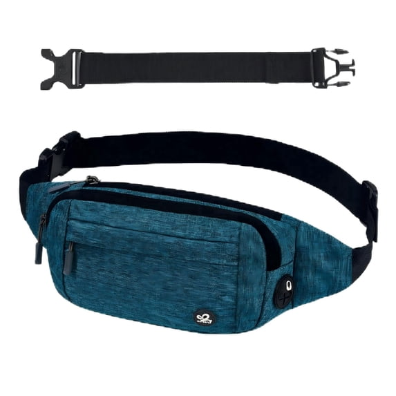 WATERFLY Unisex Lightweight Running Hiking Jogging Nylon Fanny Pack Waist Bag-Teal Blue