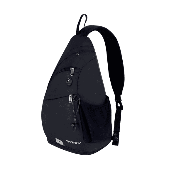 WATERFLY Unisex Large Capacity Nylon Sling Cross-Body Shoulder Chest Bag,Black