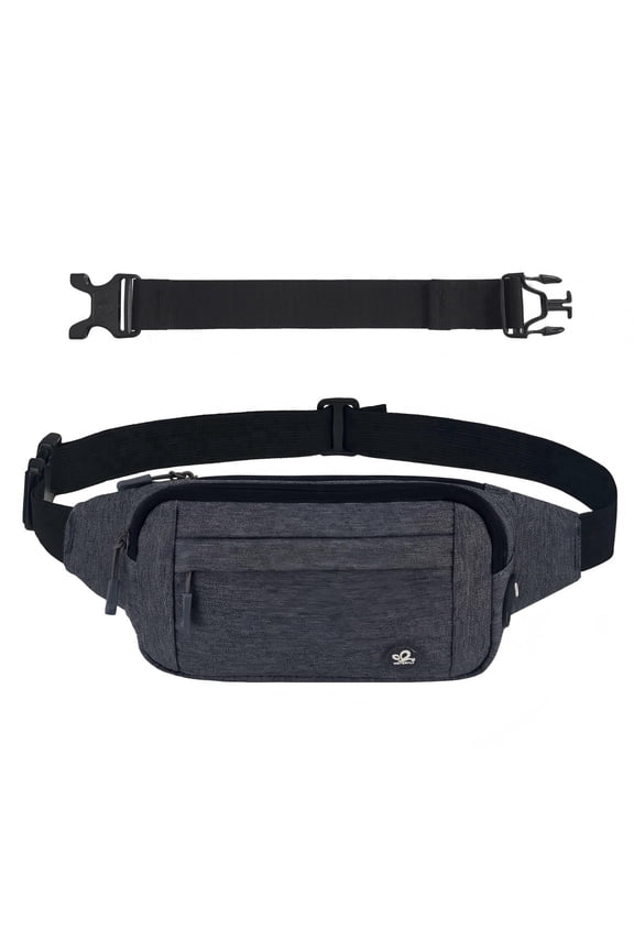 Unisex Lightweight Running Hiking Jogging Nylon Fanny Pack Waist Bag-Dark Gray