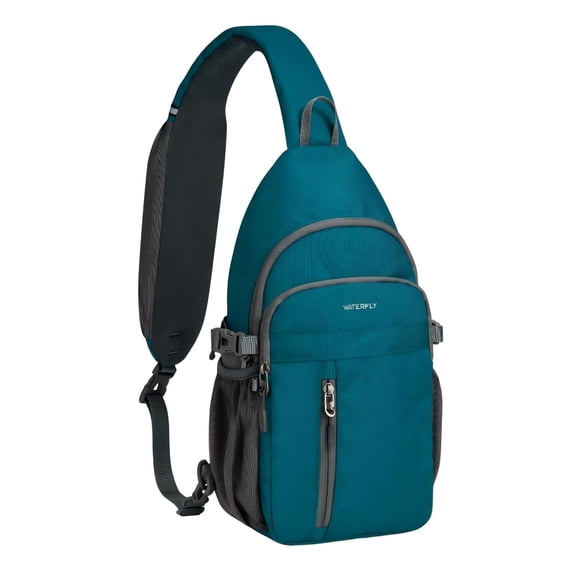WATERFLY Unisex RFID Blocking Anti-Theft Multiple Pockets Travel Sling Cross-Body Shoulder Chest Bag,Blue