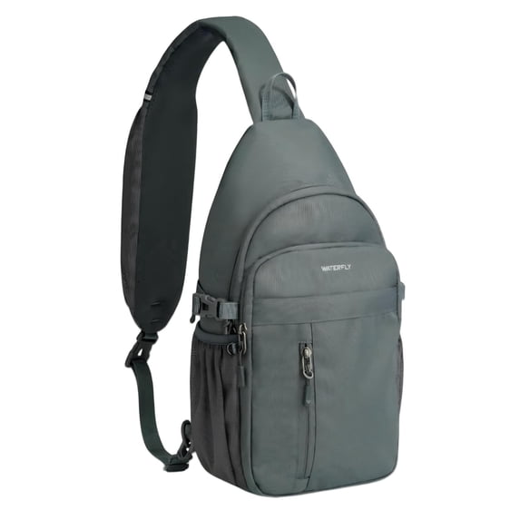 WATERFLY Unisex RFID Blocking Anti-Theft Multiple Pockets Travel Sling Cross-Body Shoulder Chest Bag,Gray