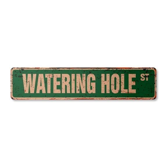WATERING HOLE Vintage Plastic Street Sign bar tavern tap alcoholic signs | Indoor/Outdoor |  30" Wide