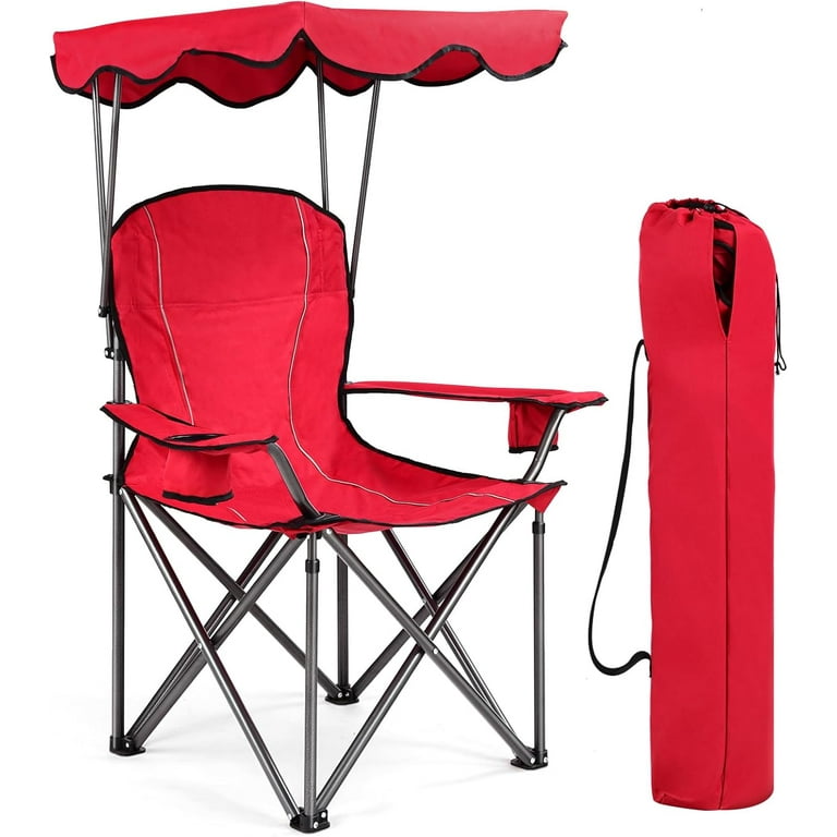 WATERJOY 24 Inches Portable Camping chairs with Cup Holder Folding Beach Chair with Shade Canopy Walmart