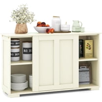 WATERJOY 42" Small Buffet Sideboards Cabinet with Sliding Wooden Door Home Furniture